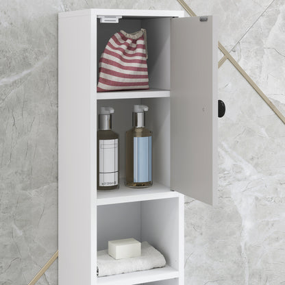 Slim Bathroom Cabinet, Toilet Roll Storage w/ Shelves, Light Grey