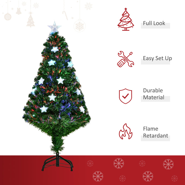 4FT Prelit Artificial Christmas Tree Fibre Optic LED Light Decoration