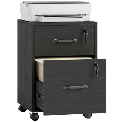 Roll File Cabinet with Drawer, Organiser Letter Size, Black