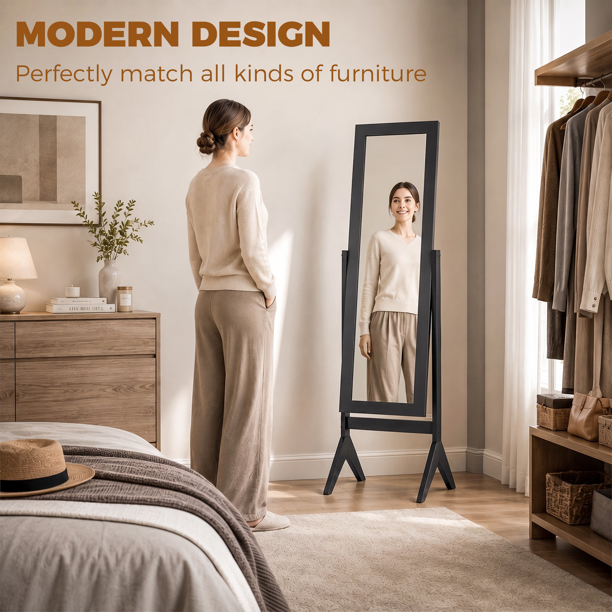 Adjustable Angle Full Length Mirror, Black