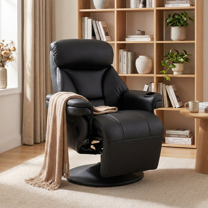 Upholstered Reclining Armchair with Adjustable Backrest, Black