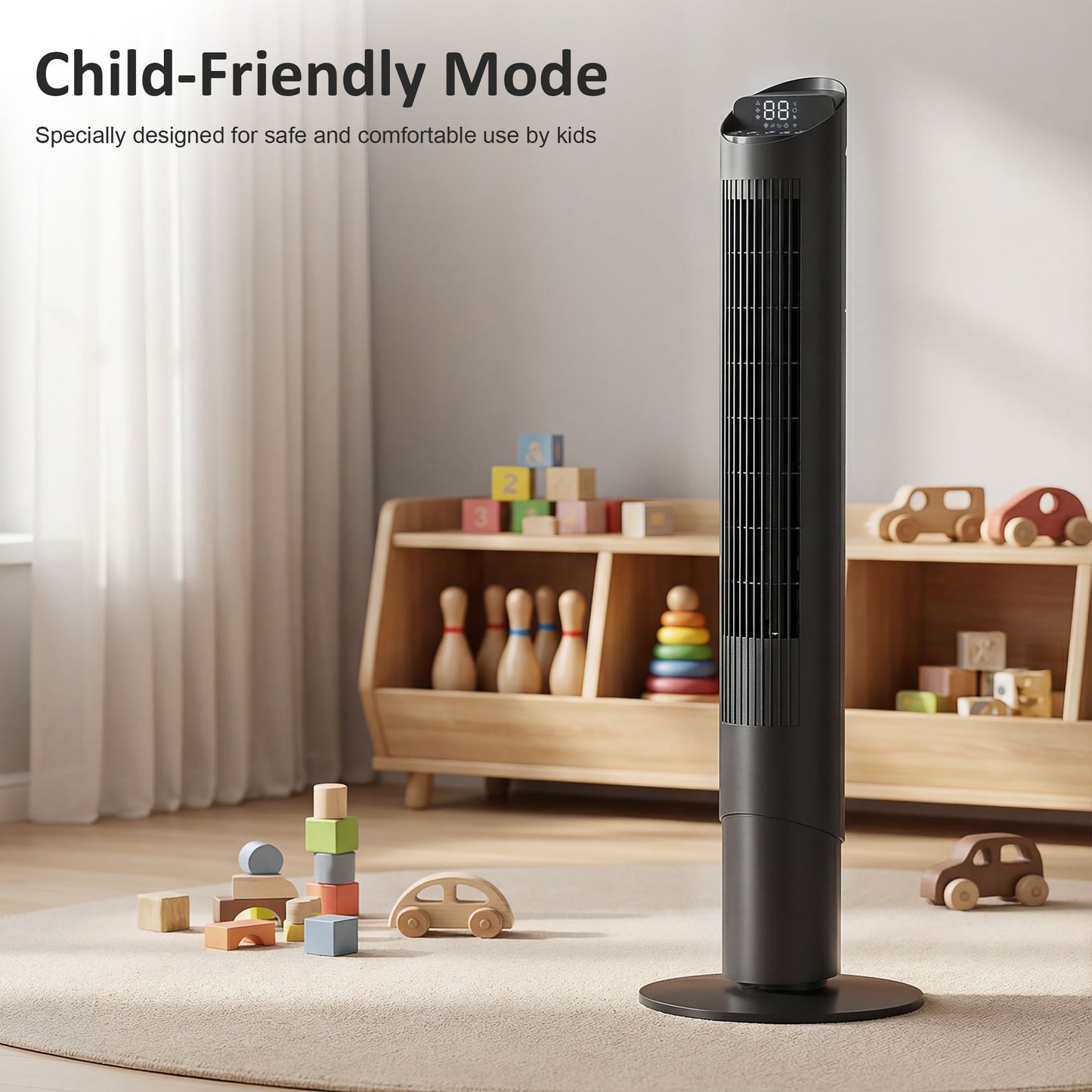 Tower Fan WiFi App Control 101.8 cm Black