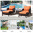 5 Pcs PE Rattan Garden Furniture Set, 2 Armchairs 2 Stools Glass Top Table Cushions Wicker Weave Chairs Outdoor Seating, Brown