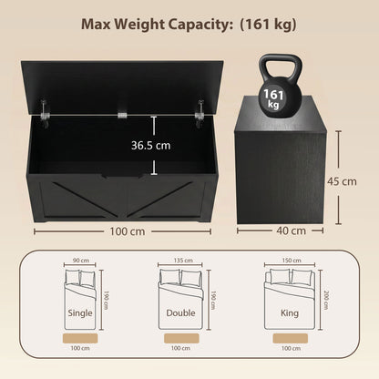 Storage Trunk for Living Room, with Safety Hinges, 100cm, Black