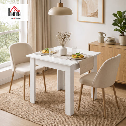 Square Dining Table, Kitchen Table with White Wood Effect