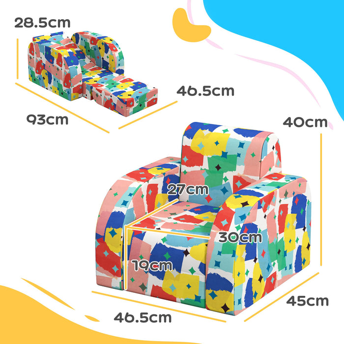 Kids Armchair, Foldable Toddler Chair for Bedroom - Multicoloured