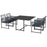 5 Pieces Garden Dining Set, Patio Dining Set, 4 Seater Outdoor Table and Chairs w/ Foldable Backrest, Tempered Glass Top, Handwoven