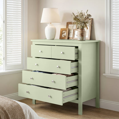 Modern Dresser with 5 Drawers for Living Room, Hallway, Sage Green
