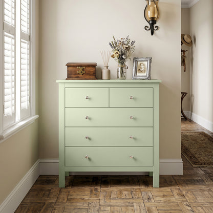 Modern Dresser with 5 Drawers for Living Room, Hallway, Sage Green