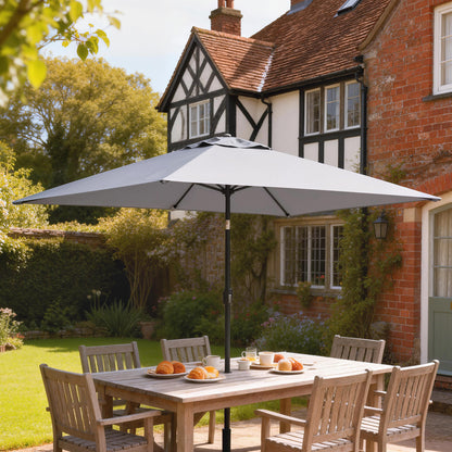 Garden Parasol, Outdoor Umbrella with Tilt Function, Light Grey