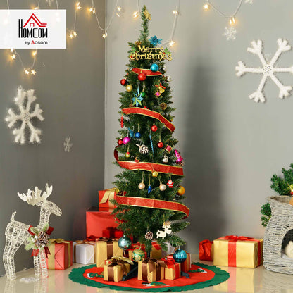 5FT Pencil Slim Artificial Christmas Tree with Study Stand Tips Green