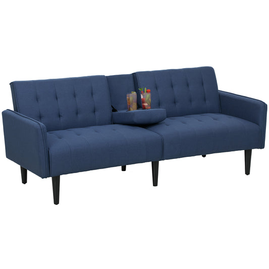Upholstered Sofa bed 3 Seater Home Theater with Storage Dark Blue