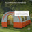 3000mm Waterproof Camping Tent, 5-6 Man Family Tent with Living and Bedroom, Carry Bag Included, Cream and Orange