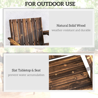 2-Seater Wooden Garden Bench with Armrest, Carbonised Finish