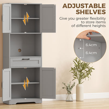 Tall Kitchen Pantry Cabinet with Drawer and Appliance Counter - Grey