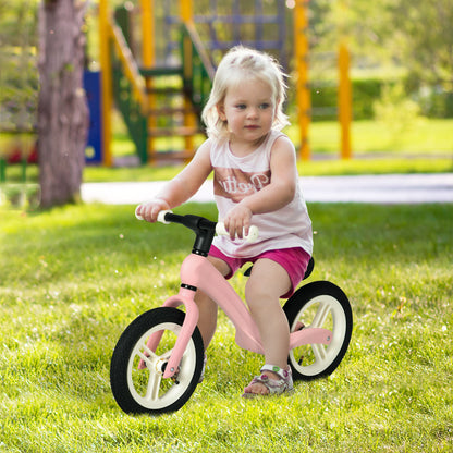 AIYAPLAY 12" Kids Balance Bike, Lightweight Training Bike for Children No Pedal with Adjustable Seat, Rubber Wheels - Pink