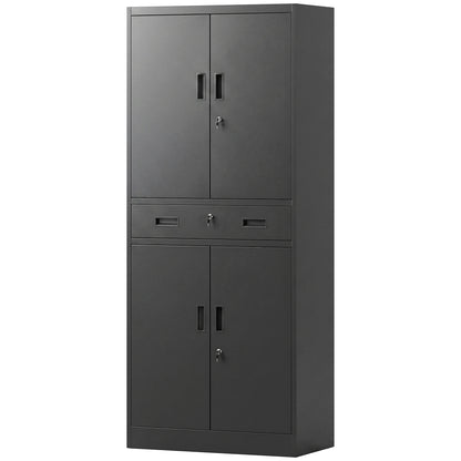 180cm Tall Tool Cabinet, Lockable Metal Storage Cabinet with Drawer
