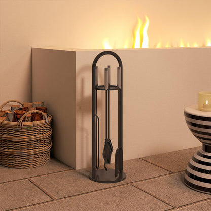 5 PCS Fireplace Companion Set, Metal Fireside Companion Set, Silver