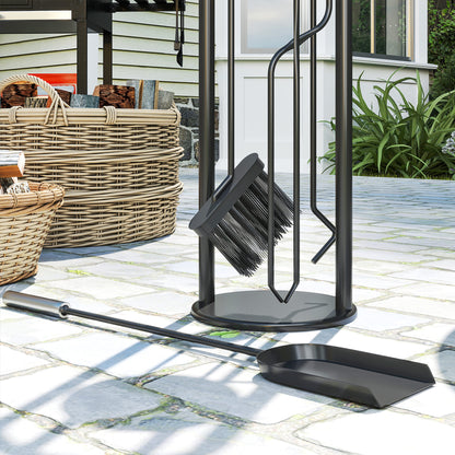 5 PCS Fireplace Companion Set, Metal Fireside Companion Set, Silver