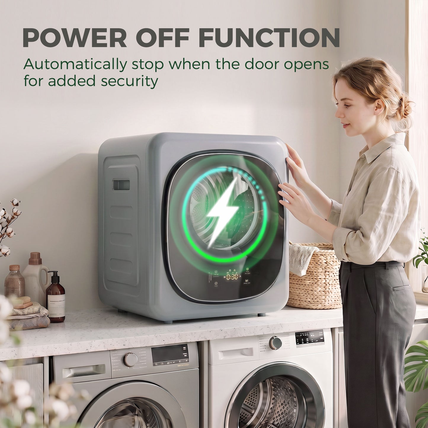 Compact Dryer Machine with 5 Modes, 4kg Small Tumble Dryer, Silver
