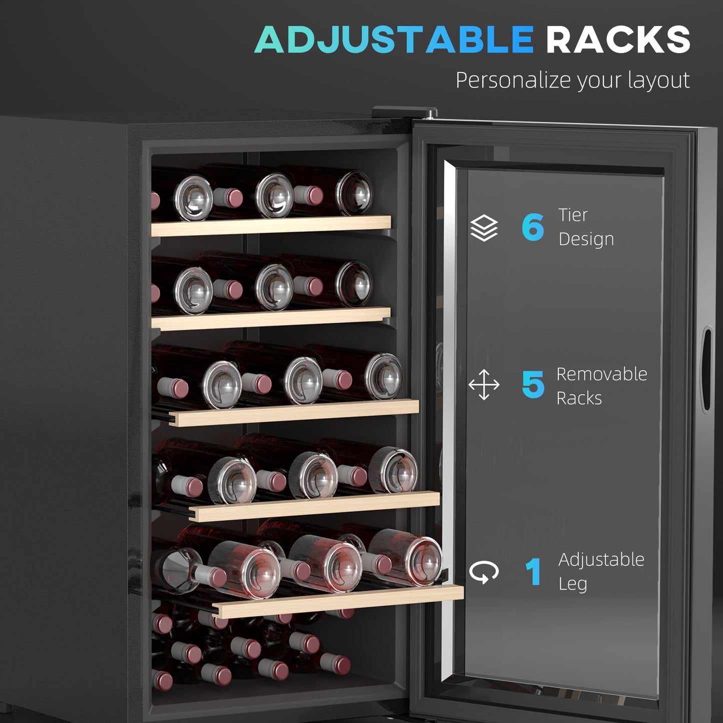 41 Bottle Wine Cooler Fridge, Freestanding Wine Refrigerator