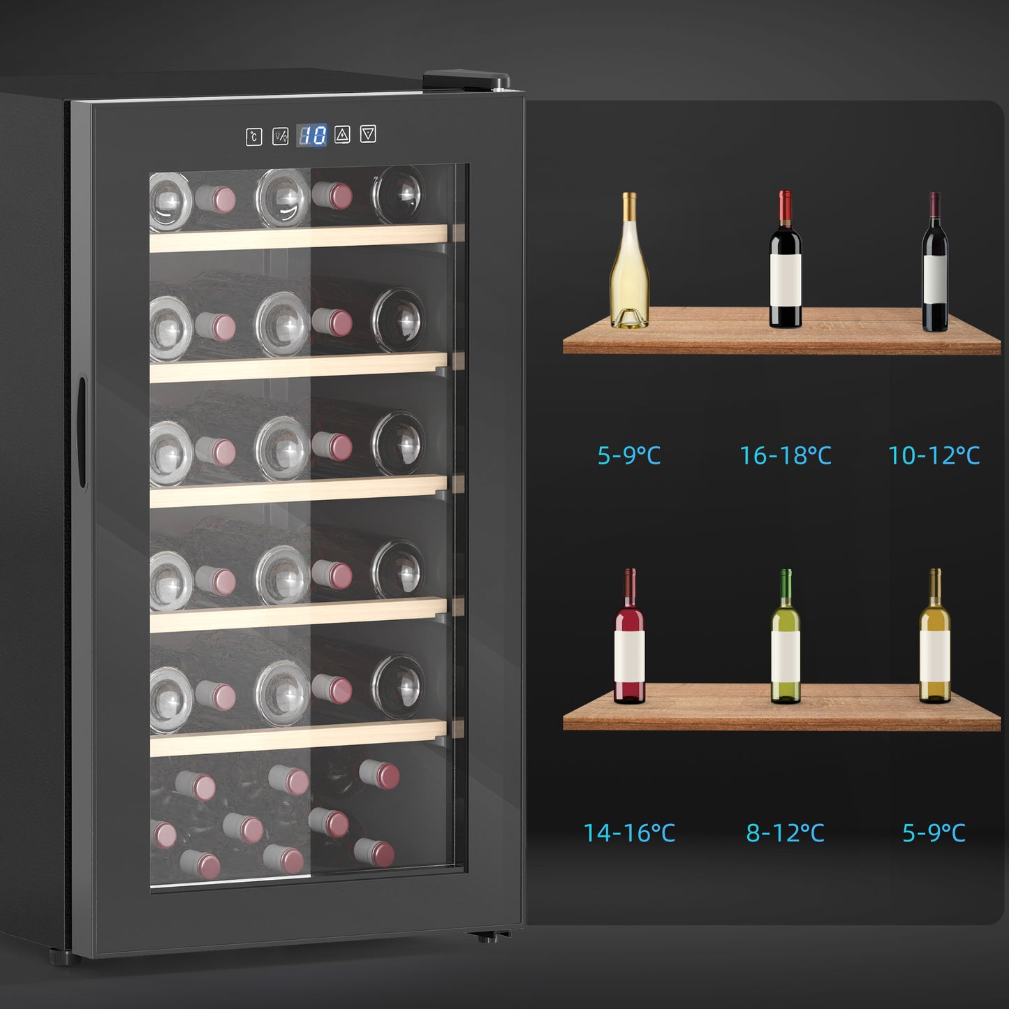 41 Bottle Wine Cooler Fridge, Freestanding Wine Refrigerator