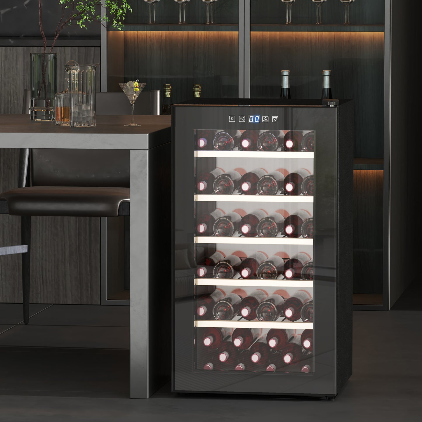 41 Bottle Wine Cooler Fridge, Freestanding Wine Refrigerator