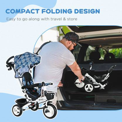 6 in 1 Trike for Toddler 1-5 Years with Parent Handle, Light Blue