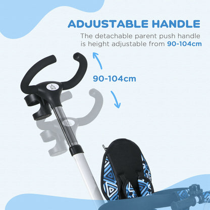 6 in 1 Trike for Toddler 1-5 Years with Parent Handle, Light Blue