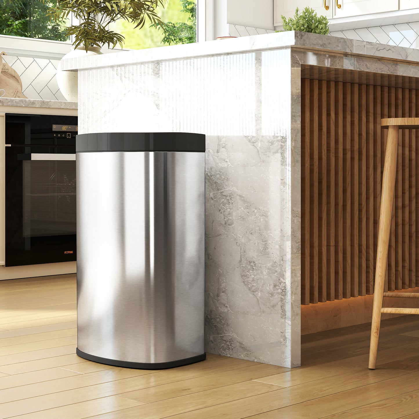 Automatic Kitchen Bin with Soft-Close Lid, 55L Sensor Wastebasket