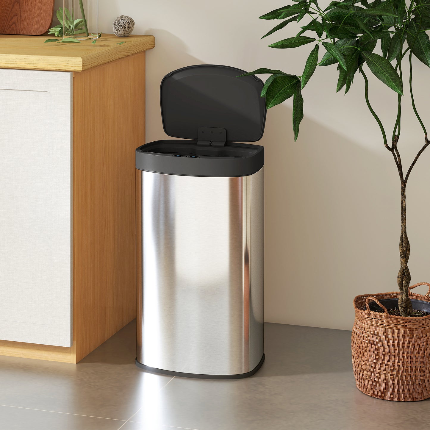 Automatic Kitchen Bin with Soft-Close Lid, 55L Sensor Wastebasket