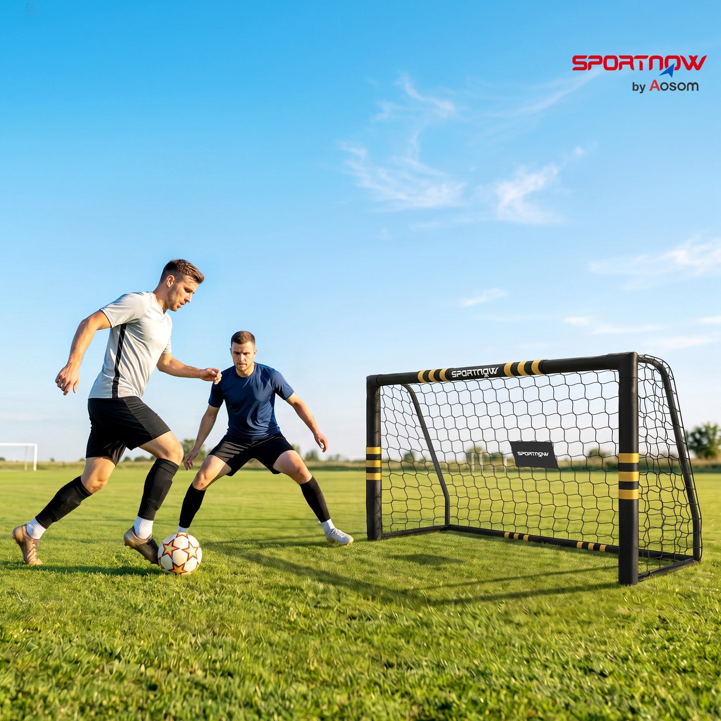 Football Goal, 6 x 4ft Portable Football Net with Thick EPE Foam Padding, PVC Tube Covers, Ground Stakes and Metal Frame, Training Equipment for Garden Indoor Outdoor Play, Easy Assembly