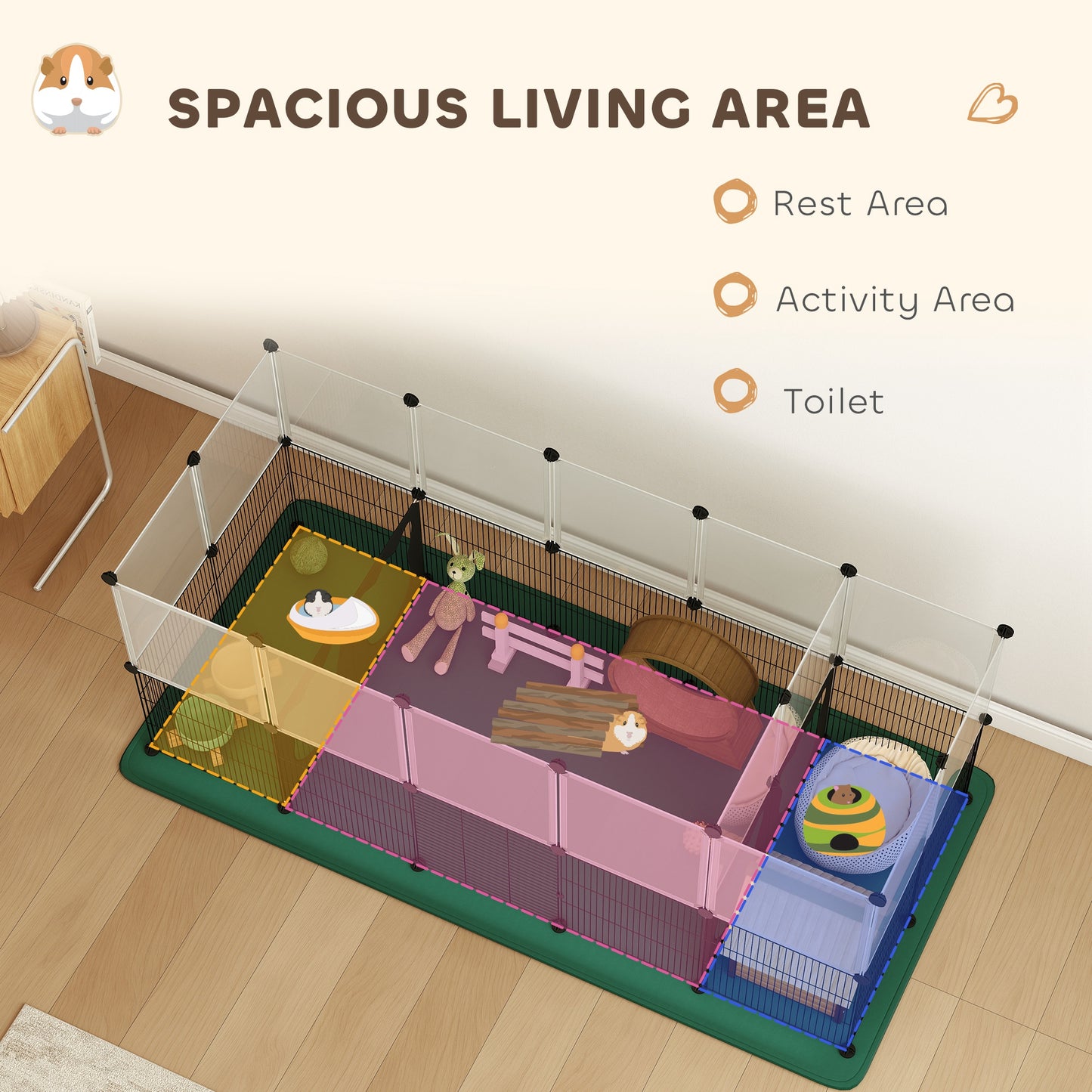 Pet Playpen with Waterproof Mat, DIY Small Animal Enclosure 34 Panels