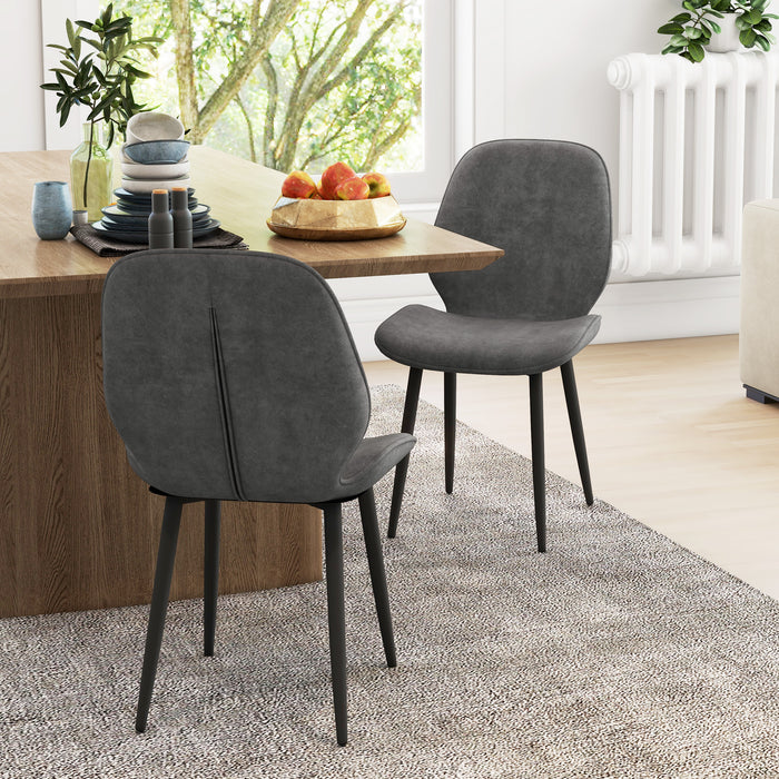 Velvet Dining Chairs, Set of 2 Dining Room Chairs with Metal Legs for Living Room, Dining Room, Grey