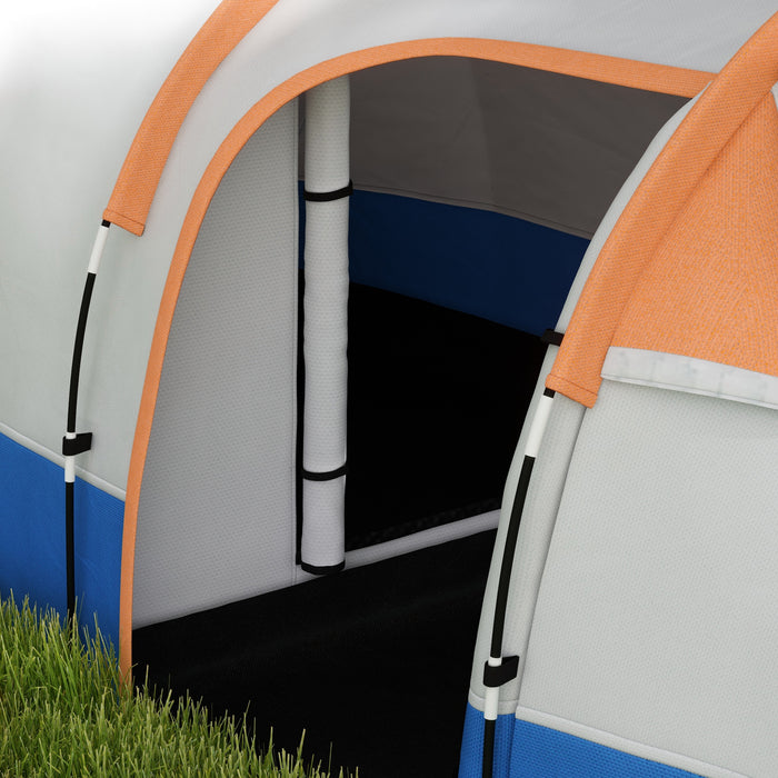 Camping Tent, Large Tunnel Tent with Bedroom and Living Area, 2000mm Waterproof, Portable with Bag for 2-3 Man, Orange