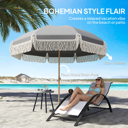 1.7 m Beach Umbrella, Adjustable Height Portable Parasol, Grey