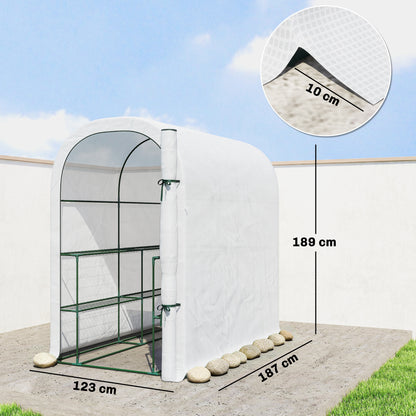 Walk-in Greenhouse Garden Plant Growhouse with Roll-up Door, White