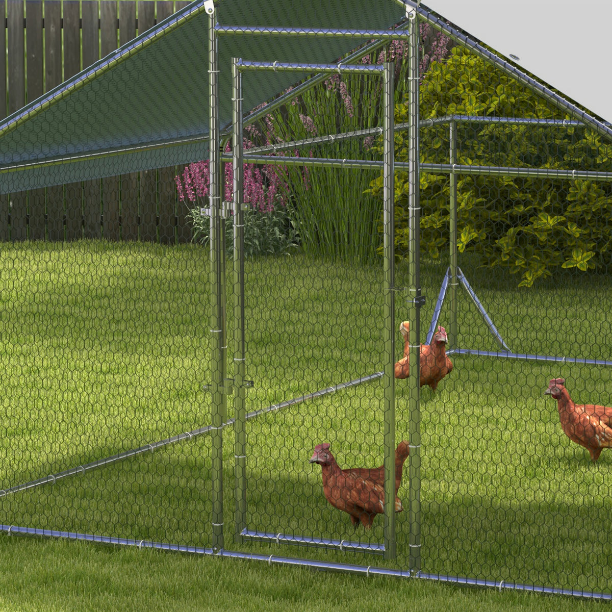 Walk-In Chicken Run, Hen House, for Ducks, Rabbits w/ Water-Resist Roof