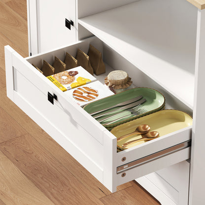 Kitchen Cupboard, Kitchen Cabinet with 2 Cabinets, 2 Drawers, White