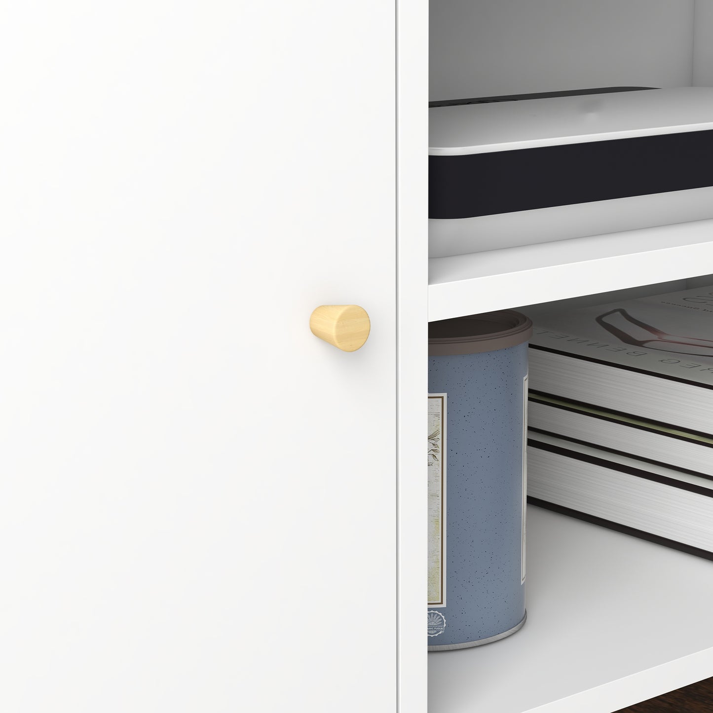 TV Unit Cabinet for TVs up to 55 Inches W/ Shelves and Cupboards, White