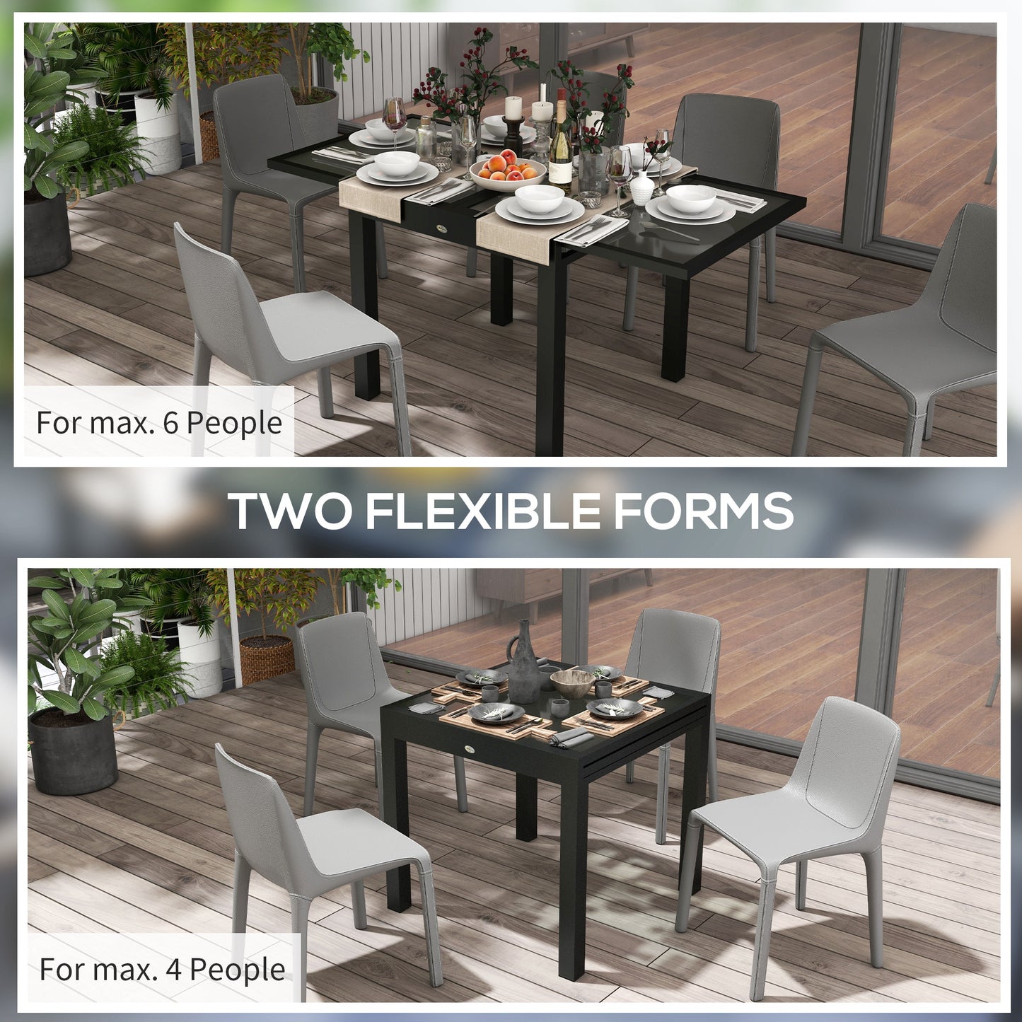 Extendable Outdoor Dining Table Patio Table, Clear