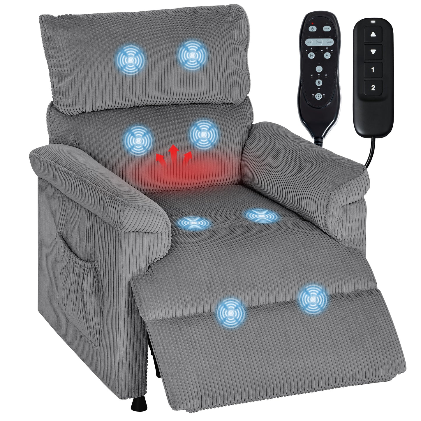 Massage Recliner with Quiet Motor, Power Reclining Chair, Grey