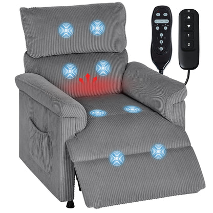 Massage Recliner with Quiet Motor, Power Reclining Chair, Grey