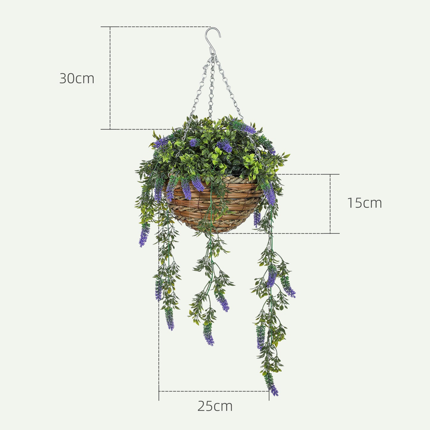 Set of 2 Artificial Plants, Lavender Flowers in Basket, Purple