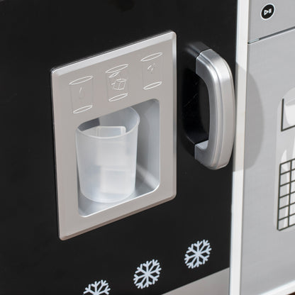 Kids Play Kitchen, Large Pretend Play Toy Kitchen with Stove Sounds, Microwave, Ice Maker, Coffee Maker, Sink, Stainless Steel Utensils, Cooking Role Play Set for Boys and Girls 3-6 Years