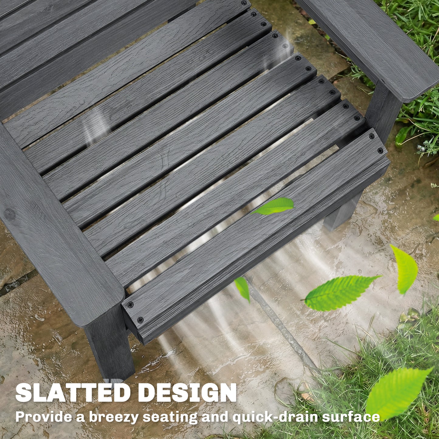 Garden Dining Set, Round Table and Chairs w/ Parasol Hole, Grey