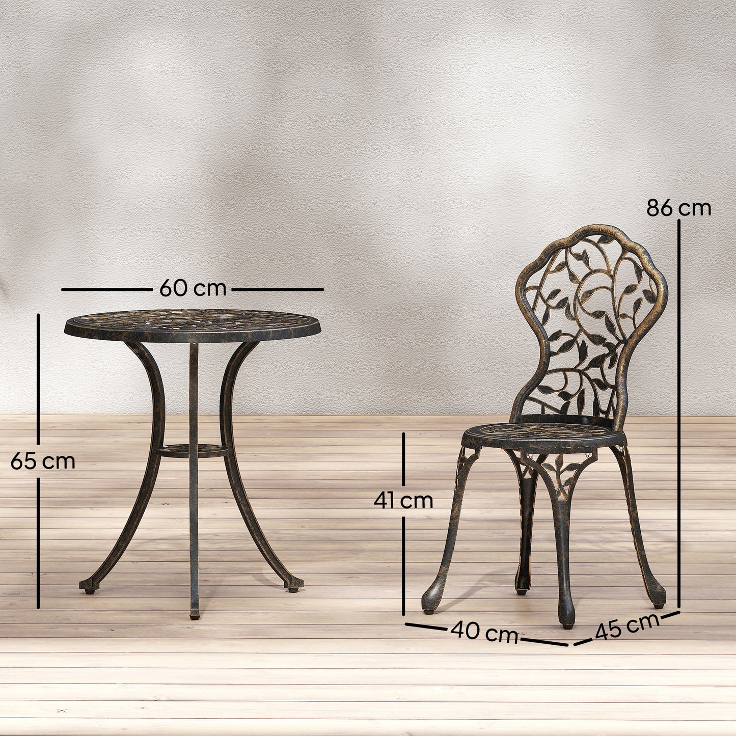 Aluminium Bistro Set Garden Coffee Table Chair Outdoor Dining Set