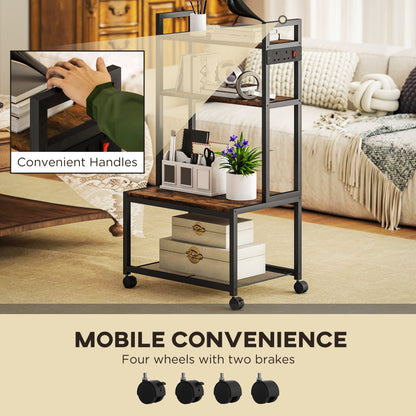 4-Tier Mobile Printer Stand with Power Outlets for Home Office