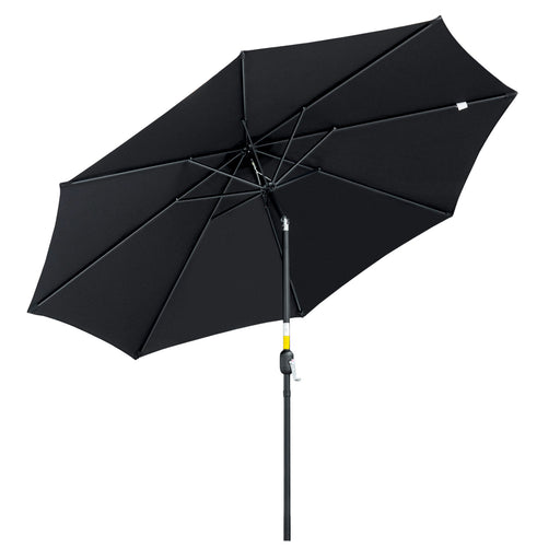 3(m) Tilting Parasol Garden Umbrellas, Outdoor Sun Shade with 8 Ribs, Tilt and Crank Handle for Balcony, Bench, Garden, Black