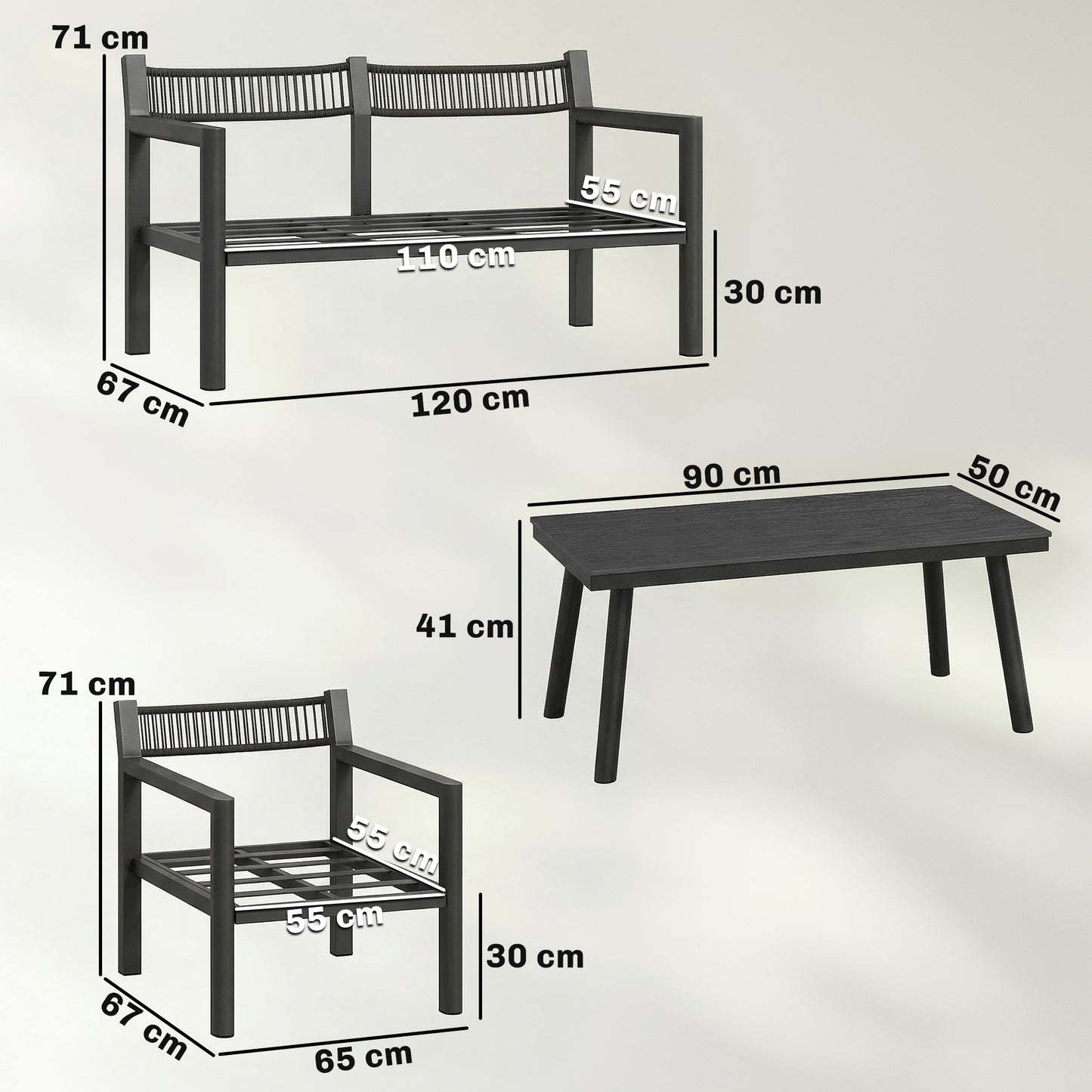Rattan Garden Furniture Set, Outdoor Furniture Conversation Set